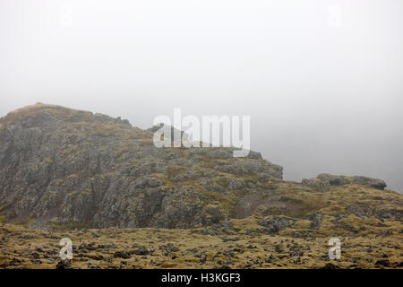 Troll Gesicht in den vulkanischen Lava Feld Felsen Island Stockfoto