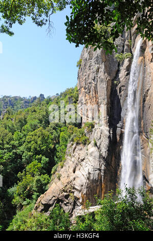 Wasserfall und Canyon Piscia di Gallo, Korsika, Frankreich Stockfoto