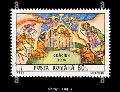 Briefmarke aus Rumänien mit Weihnachten. Stockfoto