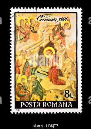 Briefmarke aus Rumänien mit Weihnachten. Stockfoto