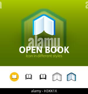 Offenes Buchsymbol in verschiedenen Stil Stock Vektor