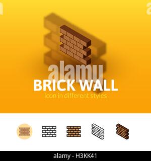 Ziegel-Wand-Symbol in verschiedenen Stil Stock Vektor