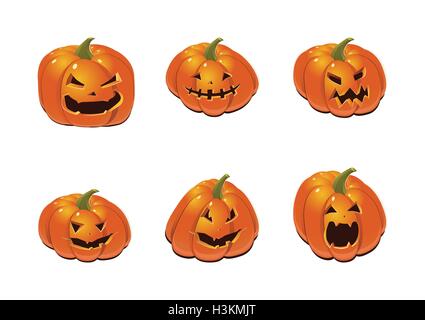 Halloween set mit Kürbissen Stock Vektor