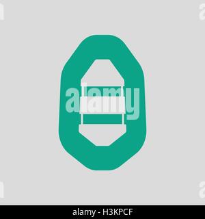 Ikone der Schlauchboot. Grauer Hintergrund mit grün. Vektor-Illustration. Stock Vektor