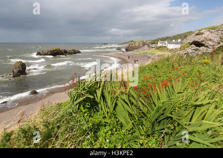 Küste von Ayrshire, Schottland. Malerische Aussicht auf Dunure Strand in den küstennahen Dorf Dunure. Stockfoto