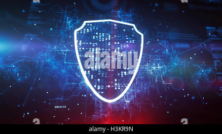 Sicherheitskonzept Schild auf einem modernen Cyber-Hintergrund. Stockfoto