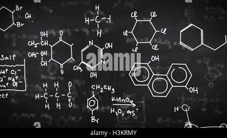 Chemischen Formeln auf schwarzem Hintergrund. Wissenschaft-Konzept. Stockfoto