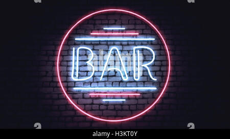Bar auf einer weißen Mauer Sign. Abbildung. Stockfoto
