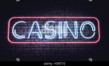 Casino-Zeichen auf eine weiße Wand. Abbildung. Stockfoto
