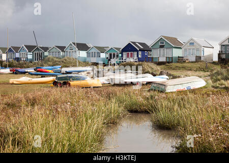 Hengistbury Head Strandhütten, Dorset, England, Großbritannien Stockfoto