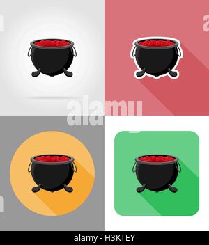 Halloween-Kessel mit Zaubertrank flache Icons Vektor-Illustration auf Hintergrund isoliert Stock Vektor