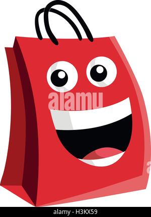 Einkaufstasche-Cartoon-Charakter-Design-Vektor-Illustration Stock Vektor