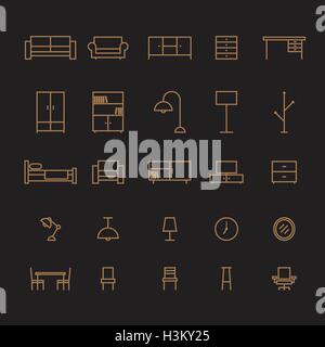 Satz von Möbel-Gliederung-Symbol isoliert-Vektor-illustration Stock Vektor