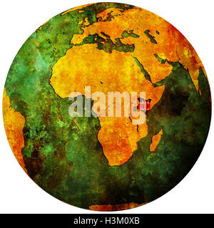 Kenia-Gebiet mit Flagge auf Karte der Welt Stockfoto