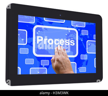 Prozess-Tablet Touch-Screen zeigt Workflow Design Stockfoto