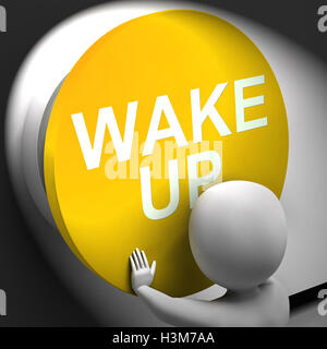 Gepresste bedeutet Alarm wach oder Morgen aufwachen Stockfoto