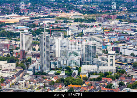 Areal Schuss der Stadt Essen, Deutschland, Stadtzentrum, Innenstadt, Geschäftsviertel, Stockfoto
