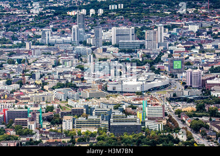 Areal Schuss der Stadt Essen, Deutschland, Stadtzentrum, Innenstadt, Stockfoto