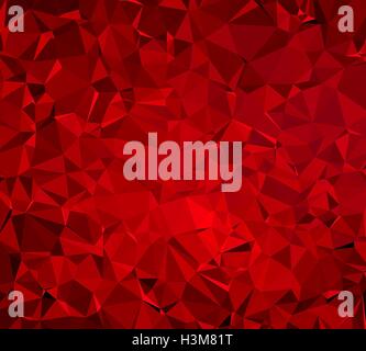 Abstrakte dunkel rote polygonale und low Poly 3D-Hintergrund. Hintergrund mit dunklen roten Dreiecken. Stockfoto