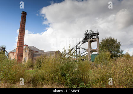 Pleasley Pit ist eine erhaltene Kohle Mine verwinkelten Haus in Derbyshire, Großbritannien Stockfoto