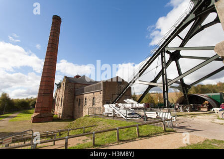 Pleasley Pit ist eine erhaltene Kohle Mine verwinkelten Haus in Derbyshire, Großbritannien Stockfoto