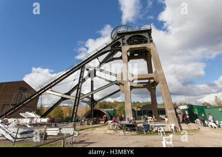 Pleasley Pit ist eine erhaltene Kohle Mine verwinkelten Haus in Derbyshire, Großbritannien Stockfoto