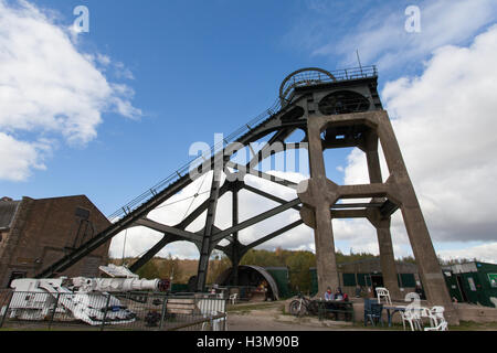 Pleasley Pit ist eine erhaltene Kohle Mine verwinkelten Haus in Derbyshire, Großbritannien Stockfoto