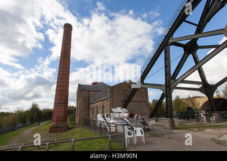 Pleasley Pit ist eine erhaltene Kohle Mine verwinkelten Haus in Derbyshire, Großbritannien Stockfoto