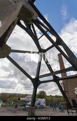 Pleasley Pit ist eine erhaltene Kohle Mine verwinkelten Haus in Derbyshire, Großbritannien Stockfoto