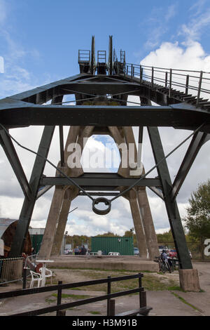 Pleasley Pit ist eine erhaltene Kohle Mine verwinkelten Haus in Derbyshire, Großbritannien Stockfoto