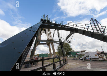 Pleasley Pit ist eine erhaltene Kohle Mine verwinkelten Haus in Derbyshire, Großbritannien Stockfoto