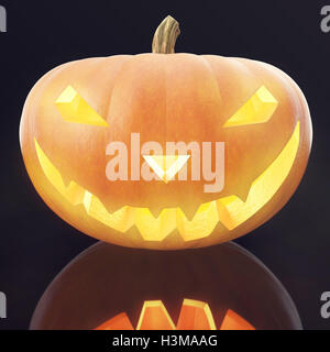 Halloween Kürbis Jack O Lantern mit Glow Gesicht. 3D-Rendering Stockfoto