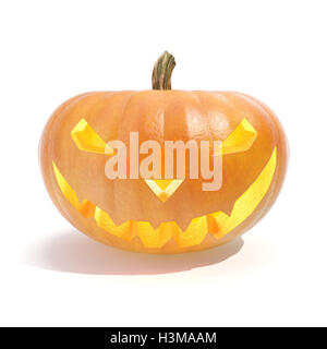 Unheimlich Jack O Lantern Halloween-Kürbis, isoliert auf weiss. 3D-Rendering Stockfoto
