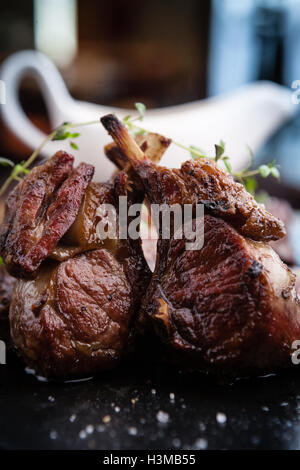 Verschiedene leckere steaks Stockfoto