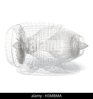 Raster-Jet-Engine isoliert auf weiß mit Schatten. 3D-Rendering Stockfoto
