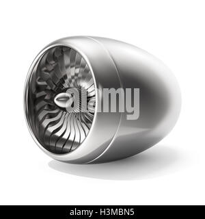 Jet-Engine isoliert auf weißem Hintergrund. 3D-Rendering Stockfoto