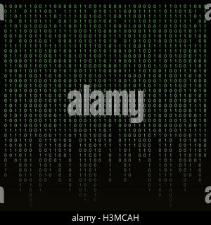 Grüne binären Stream auf dem Bildschirm in der Stil-Matrix. Stockfoto