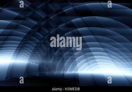 Abstrakte digitale geometrischen Hintergrund mit glühenden durchschnitten Helix Formen, 3d Illustration mit Doppelbelichtungen Wirkung Stockfoto