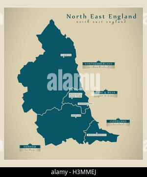 Moderne Karte - North East England UK Stock Vektor