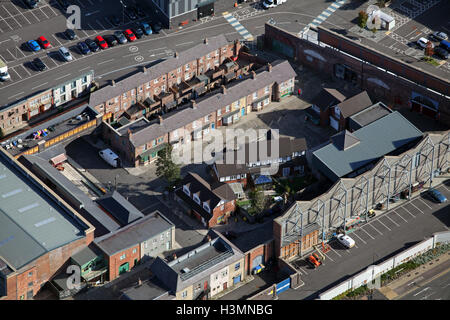 Luftaufnahme des Standortes Coronation Street TV eingestellt in Manchester, UK Stockfoto