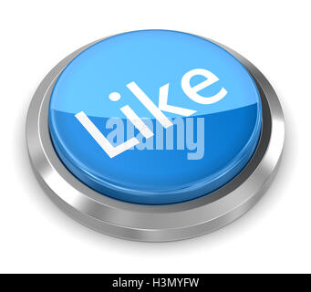 Blau wie Button, ist dies ein 3d Computer generierte Bild gerendert. Isoliert auf weiss. Stockfoto