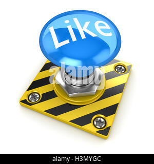 Blau wie Button, ist dies ein 3d Computer generierte Bild gerendert. Isoliert auf weiss. Stockfoto