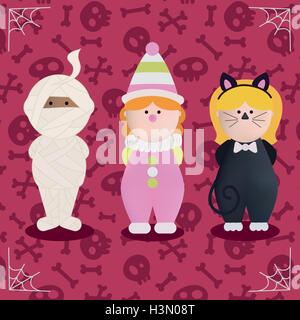 Niedlichen Cartoon Halloween Figuren Symbolsatz Stock Vektor