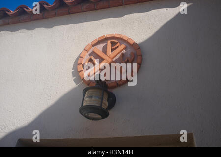 Griechisch-orthodoxe Kirche Chi Rho und Alpha und Omega symbol Stockfoto