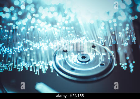Web, Platte von Chips mit Fiber optic Lichter Stockfoto