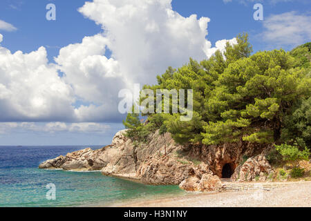 Küste von Budva. Panoramablick vom Strandhotel Milocer entfernt. Montenegro. (2) Stockfoto