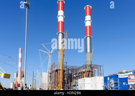 Mellach: unter Bau Gas und Dampf kombiniert und Dampfturbinenkraftwerk der Verbund AG mit dem Generalunternehmer Siemens AG, Regio Stockfoto