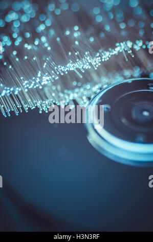 optische Platte von Chips mit Fiber optic Lichter Stockfoto