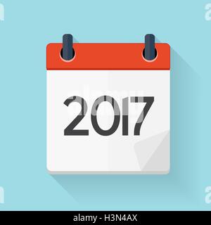 2017 Wohnung täglich Kalendersymbol. Vektor-Illustration-Emblem. Eleme Stock Vektor
