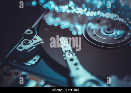 Record Platte von Chips mit Fiber optic Lichter Stockfoto